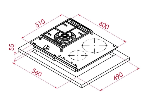 Teka JZC63312ABN - Placa Inducción + Gas Natural 