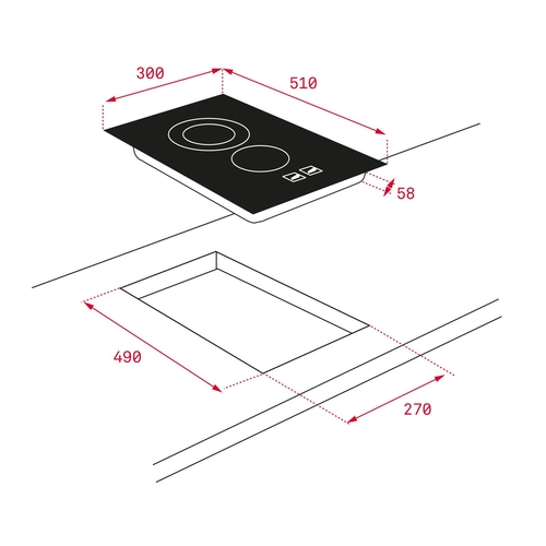 TEKA  TZC 32320 BK Negro  - Vitrocerámica Eléctrica 30cm