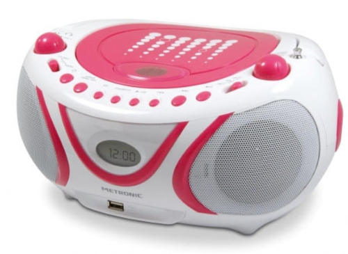 METRONIC 477109 Rosa-Blanco - Radio Portátil Digital