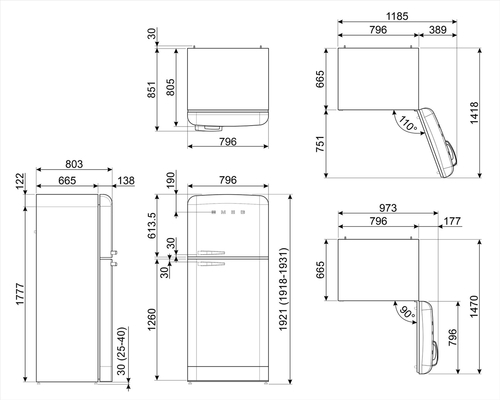 SMEG FAB50RCRB5 CREMA  - Frigorífico Dos Puertas No Frost 