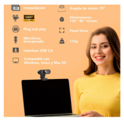 Nilox NXWCA01 FHD - WebCam 1080P Micrófono Negro