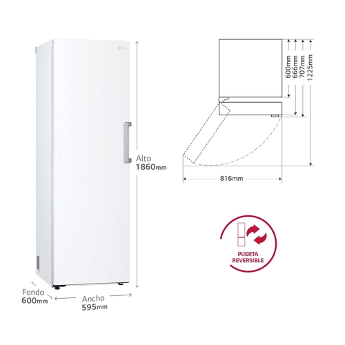 LG GFT41SWGSZ Blanco - Congelador Vertical NoFrost