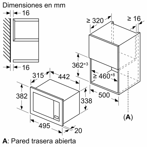 BALAY 3CG5142X3 Integrado INOX - Microondas 20L 800W