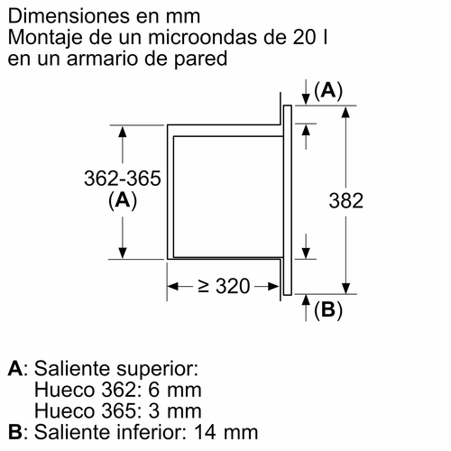 BALAY 3CG6142X3 Integrado INOX - Microondas 20L 800W