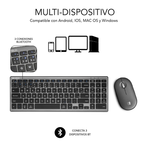 Subblim Pure Combo Grey - Teclado y Ratón