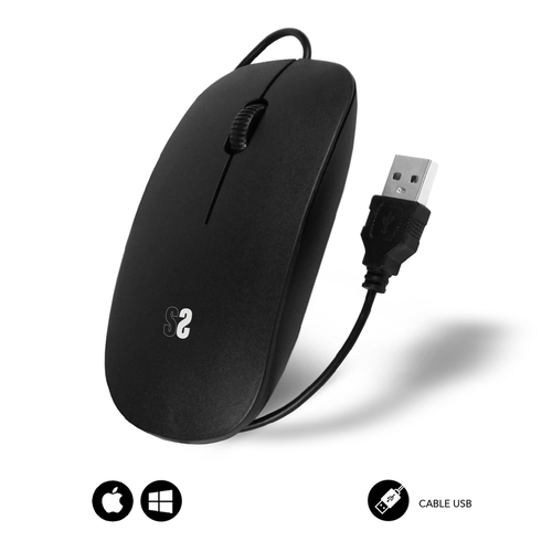 Subblim Flat Mouse Black - Ratón Óptico