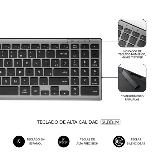 Subblim Pure Combo Grey - Teclado y Ratón