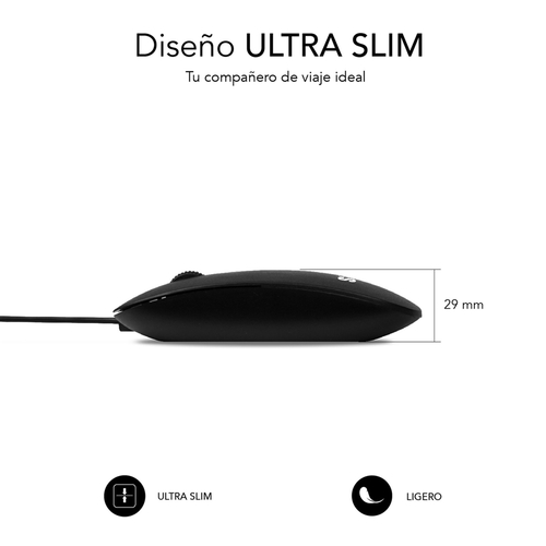 Subblim Flat Mouse Black - Ratón Óptico