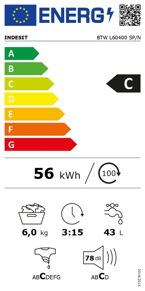 Indesit BTW L60400 SP N - Lavadora 6KG