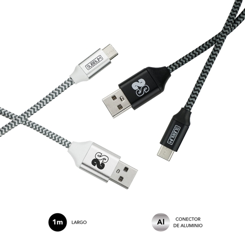 SUBBLIM USB C-USB A Negro Plata - Cable de Carga 5V/3.0A