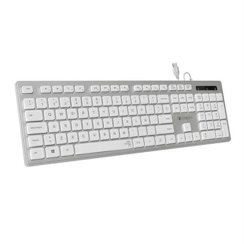 SUBBLIM Ergonómico Con Cable USB - Teclado Plata/Blanco