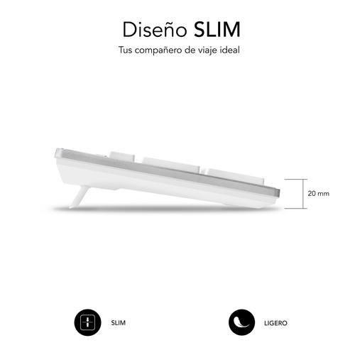 SUBBLIM Ergonómico Con Cable USB - Teclado Plata/Blanco