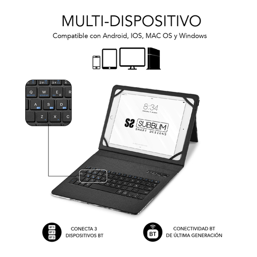 SUBBLIM Keytab PRO Bluetooth Trendy - Funda Tablet 9.6'' a 11''