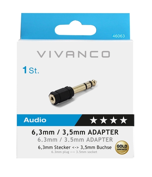 VIVANCO 46063 Negro - Cable de Audio 6.3MM/3.5MM