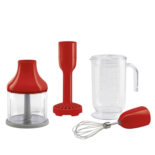 Set de 4 accesorios Smeg HBAC11RD Rojo Batidor Picadora Pasapurés Vaso