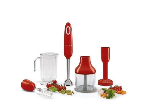 Set de 4 accesorios Smeg HBAC11RD Rojo Batidor Picadora Pasapurés Vaso