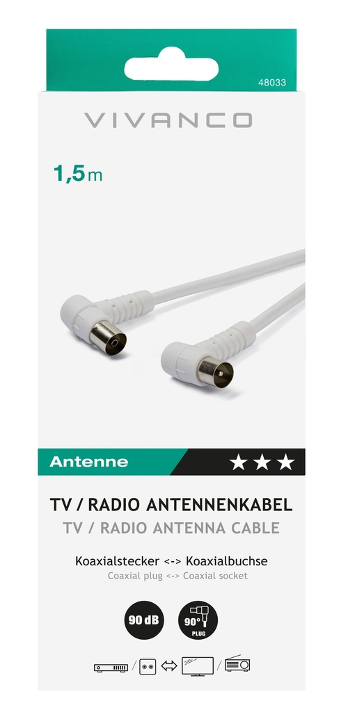 VIVANCO B-48033 Blanco - Cable de Antena 1.5M