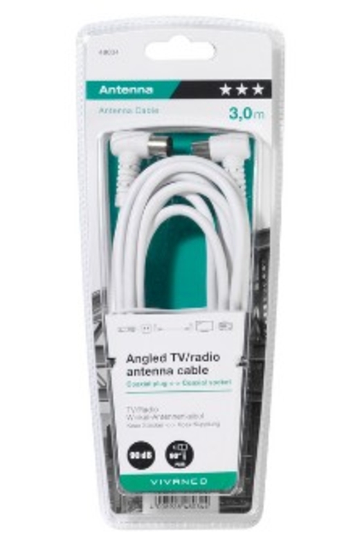 VIVANCO BL-48034 Blanco - Cable de Antena 3M
