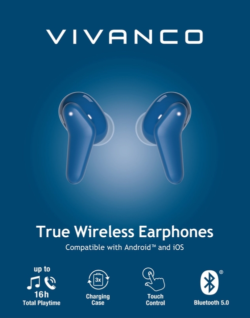 VIVANCO TRUE Wireless Fresh Pair Azul - Auricular Inalámbrico Inalámbrico