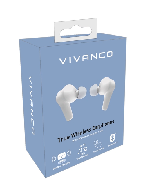 VIVANCO TRUE Wireless Stereo Headset - Auricular Inalámbrico Blanco