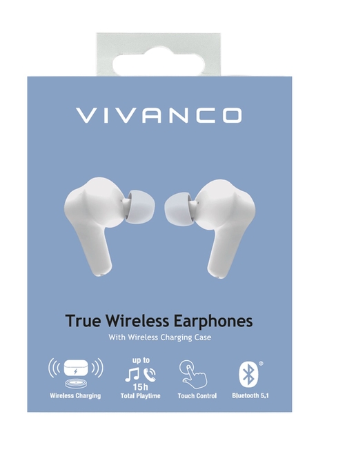 VIVANCO TRUE Wireless Stereo Headset - Auricular Inalámbrico Blanco