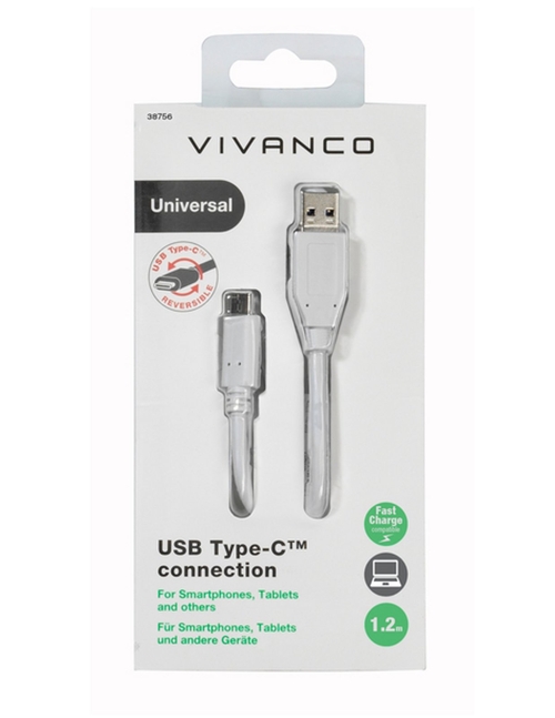 VIVANCO USB-A USB-C 2.0 Blanco - Cable de Carga USB-C