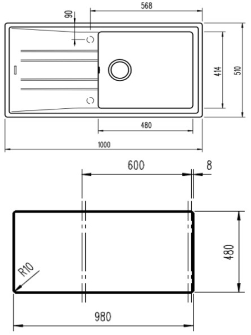 Teka STONE 60 L-TG 1C 1E - Fregadero 1 Seno 60CM