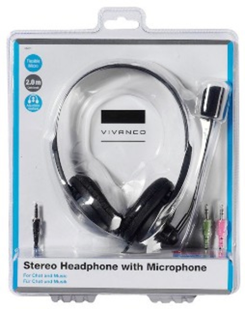 VIVANCO IT-HS  Negro - Auricular de Diadema + Micrófono Con Cable