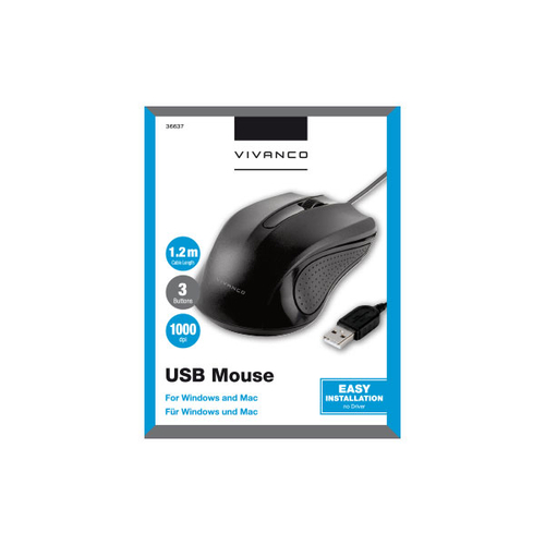 VIVANCO IT-MS USB 1000 Negro - Ratón 1000DPI