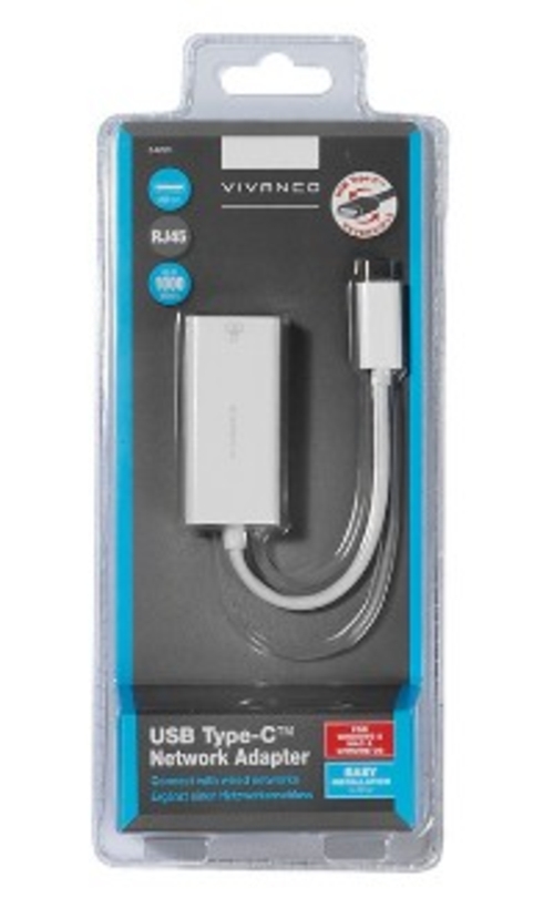 Cable Adaptador Vivanco USB-C-LAN Blanco Ethernet 