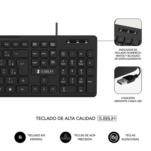 SUBBLIM SUBKBC-0SSK50 - Teclado Negro