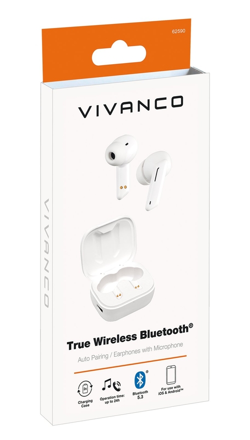 VIVANCO 62590 Blanco - Auricular Sin cable