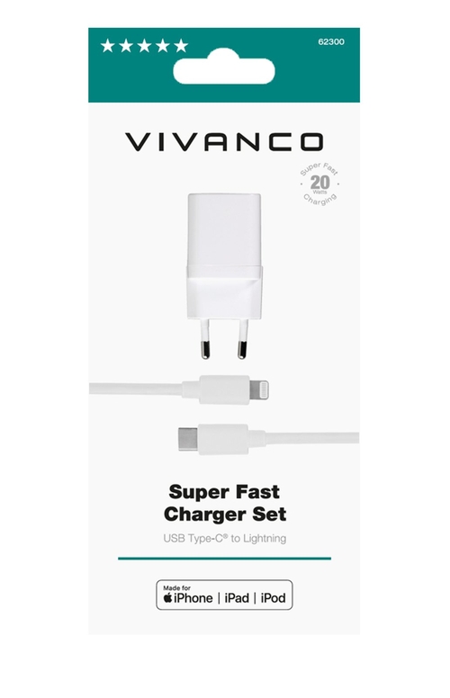 VIVANCO 62300 Blanco - Cargador + Cable lightning 