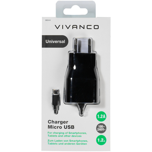 VIVANCO 38344 MICRO USB - Cargador Negro