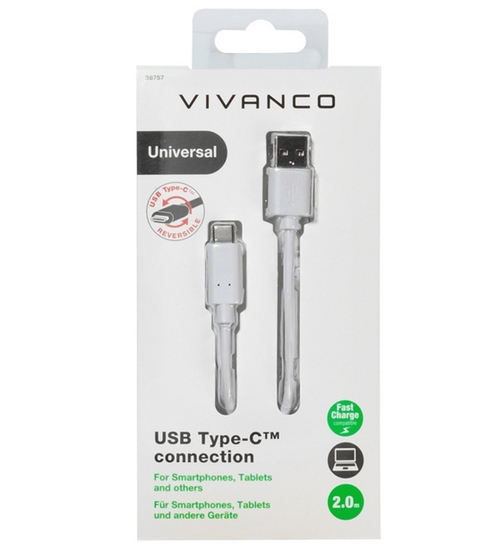 VIVANCO 38757 USB 2.0 - Cable Blanco