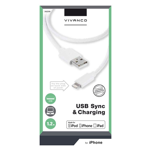 VIVANCO LIGHTNVVUSBCABLE12 - Cable Blanco