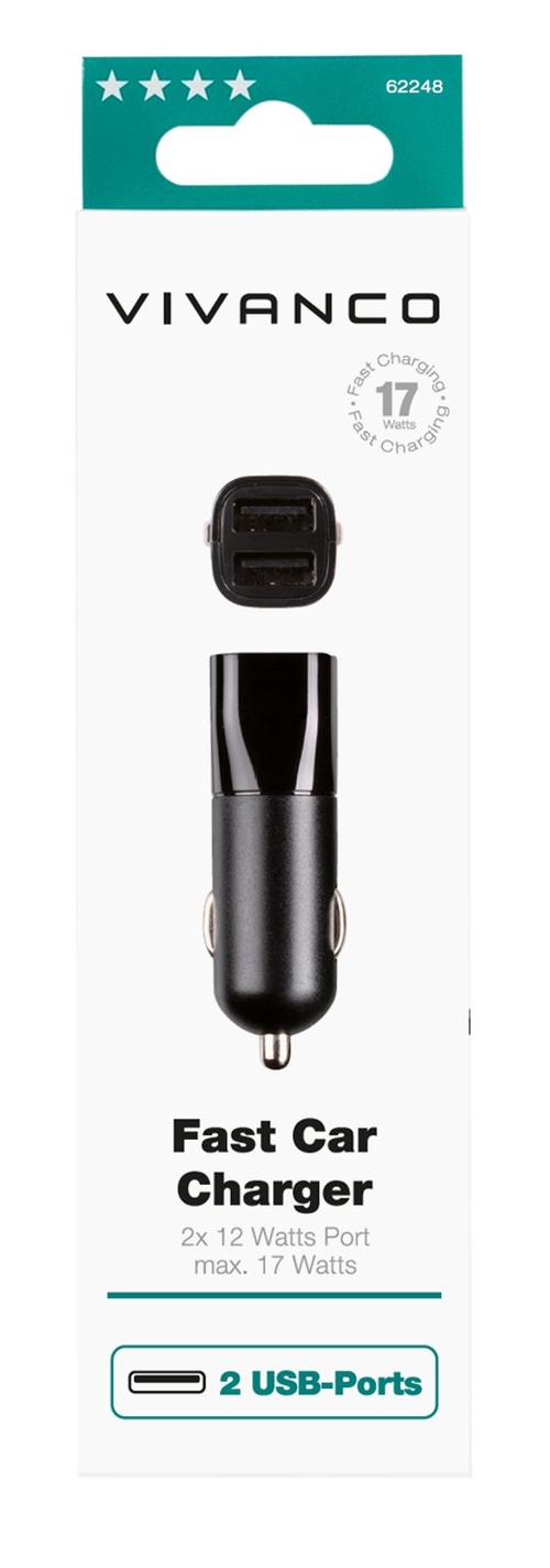 VIVANCO 62248 Negro - Adaptador Coche 17W