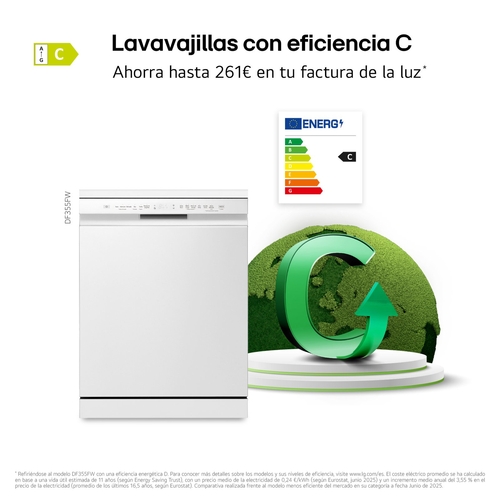 LG DF-355-FW Blanco - Lavavajillas 60CM 14 Servicios