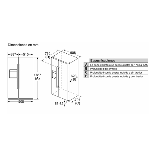 BALAY 3FAE-494-XE INOX Antihuellas - Frigorífico Americano No Frost