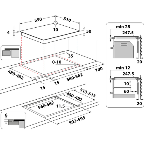 WHIRLPOOL WB Q4860 NE - Vitrocerámica de Inducción 3 Fuegos