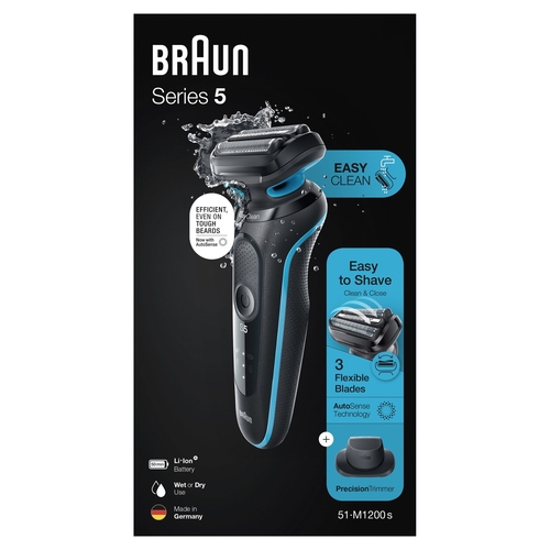 BRAUN SERIE 5 51-M1200S Negro y Azul - Afeitadora Sin Cable