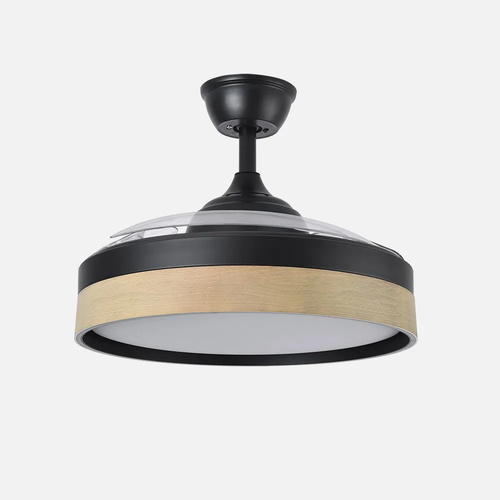 ABRILA IGLU Negro/Haya - Ventilador de Techo Aspas Retráctiles 59 W