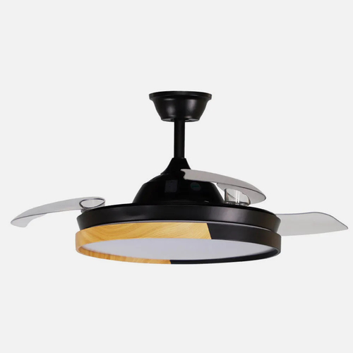ABRILA EMPERADOR Negro/Haya - Ventilador de Techo Aspas Retráctiles 72 W F