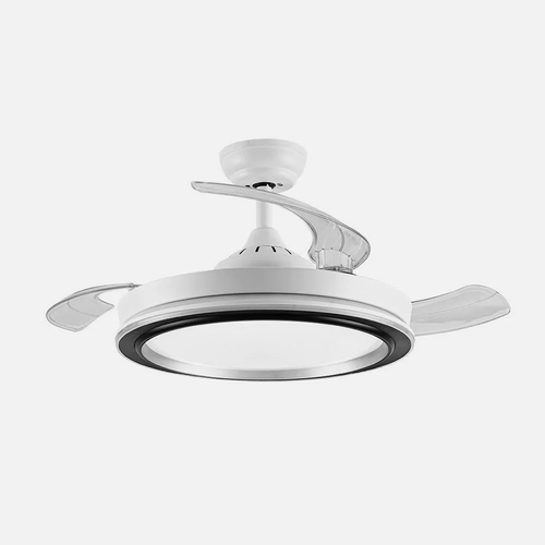 Abrila PICOLO Blanco / Negro - Ventilador de Techo Aspas Retráctiles 72 W F