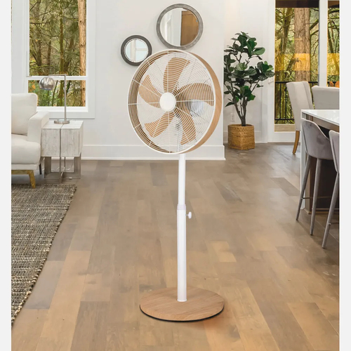ABRILA ALCAÑIZ Blanco/Haya - Ventilador de Pie 220-240 V
