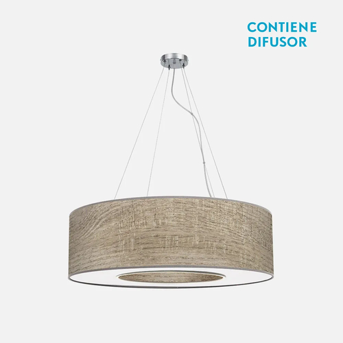 Abrila HAITI Cromo/Madera Gris - Colgante Moderno 4xE27 65 cm