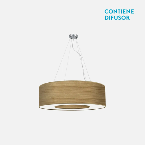 Abrila HAITI Cromo/Madera Clara - Colgante Moderno 4xE27 50 cm