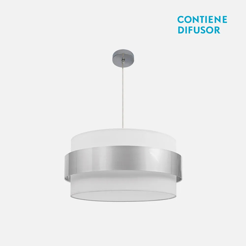 Abrila BREMEN Cromo/Blanca-Plata - Colgante Moderno 3xE27 50 cm
