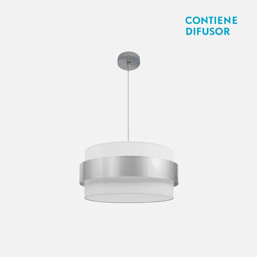 Abrila BREMEN Cromo/Blanca-Plata - Colgante Moderno 3xE27 40 cm