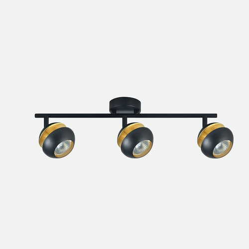 Abrila Beethoven Negro / Oro - Foco Moderno 3xGU10